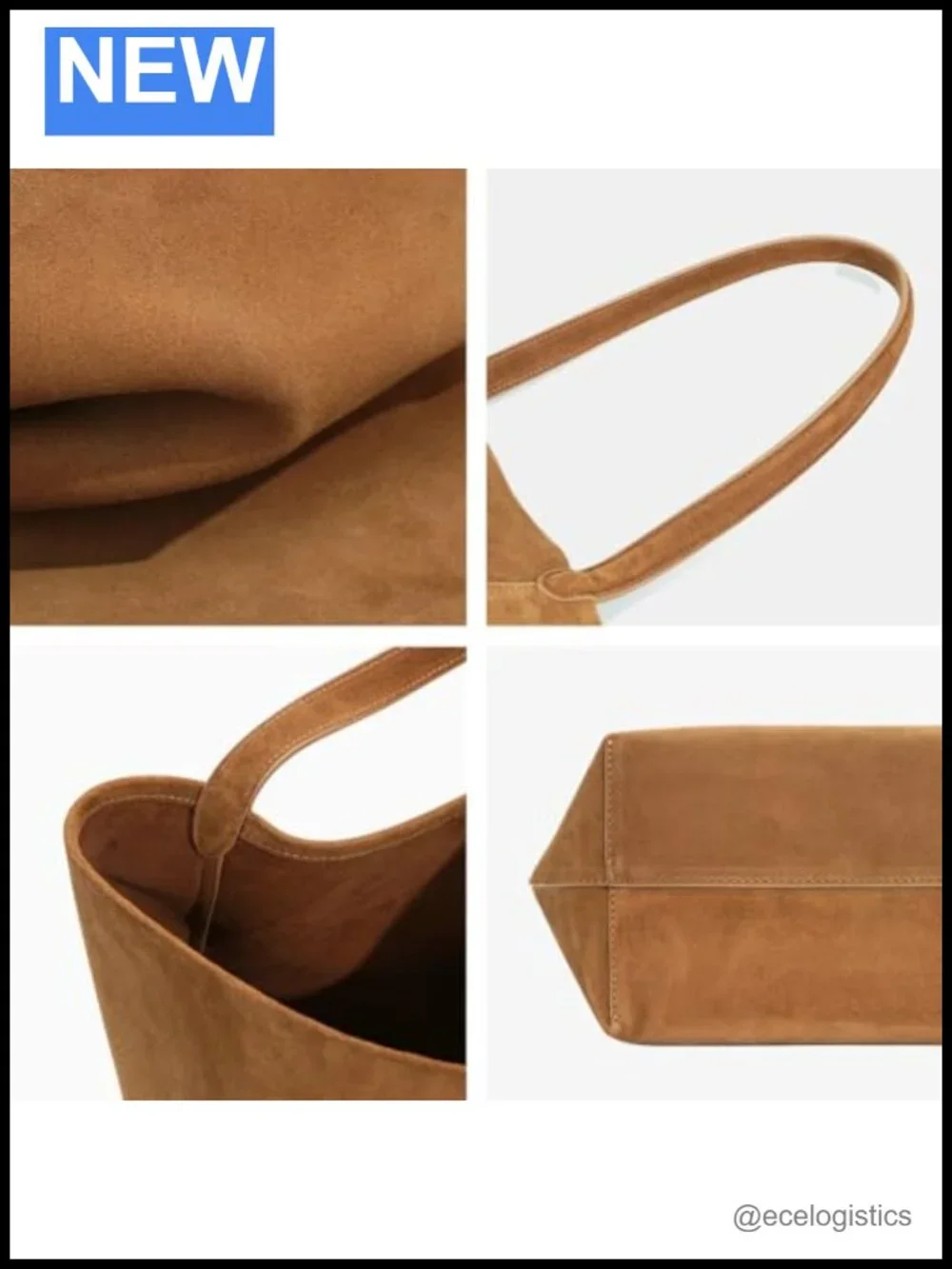Genuine Leather Suede Bucket Shoulder Bag Women Soft Tote Handbag Purse